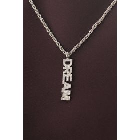HomeStore Gümüş Renk Zirkon Taşlı Rüya Yazılı Kolye