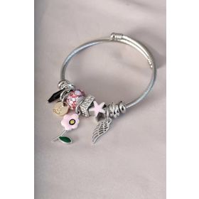 HomeStore Pembe Çiçek Figürlü Charm Bileklik