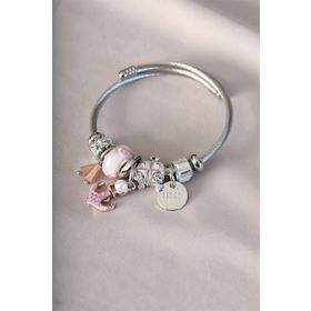 HomeStore Pembe Renk Detaylı Çapa Figürlü Charm Bileklik