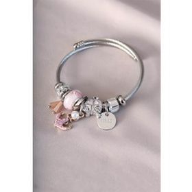 HomeStore Pembe Renk Detaylı Çapa Figürlü Charm Bileklik