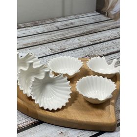 HomeTarz Porselen İstiridye Reçellik Sosluk 6'lı Sunumluk Set