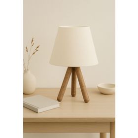 Homing AYD-1970 Krem Ahşap Üç Ayaklı Abajur