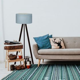 Homing AYD-2811 Kumaş Başlıklı Koyu Ahşap Ayaklı Pratik Lambader