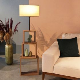 Homing AYD-2902 Kumaş Başlıklı Modern Raflı Lambader