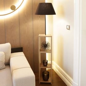 Homing Ayd-3153 Dekoratif Raflı Konik Siyah Kumaş Lambader