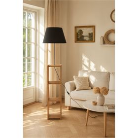 Homing Ayd-3153 Dekoratif Raflı Konik Siyah Kumaş Lambader