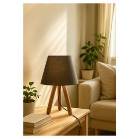Homing Ayd-3169 Siyah Tasarım Ahşap Kumaş Başlık Abajur