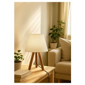 Homing Ayd-3170 Krem Tasarım Ahşap Kumaş Başlık Abajur