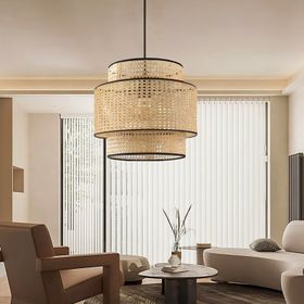 Homing AYD-3336 Açık Kahverengi Modern Serisi Hazeran Rattan Sarkıt Avize