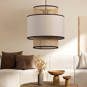 Homing AYD-3506 Doğal Hazeran Rattan Kumaş Sarkıt Avize