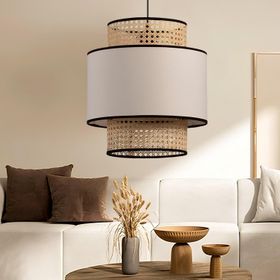 Homing AYD-3506 Doğal Hazeran Rattan Kumaş Sarkıt Avize