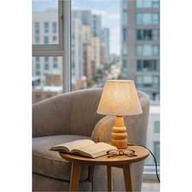 Homing AYD 3562 Natural Ahşap Kumaş Başlık Abajur