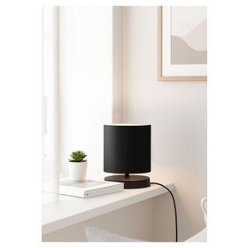 Homing Design Mini Boy Siyah Kumaş Başlıklı Abajur