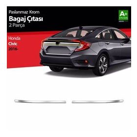 Honda Civic 2 Prç 2016 Üzeri Krom Bagaj Çıtası