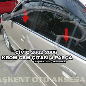 Honda Civic 2001-2006 Paslanmaz Çelik 4 Parça Krom Cam Çıtası