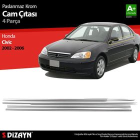 Honda Civic 2002-2006 4 Parça Krom Cam Çıtası