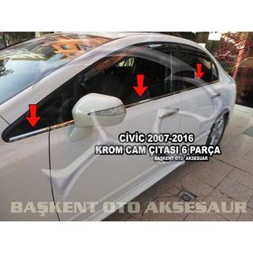 Honda Civic 2007-2012 6 Parça Krom Cam Çıtası