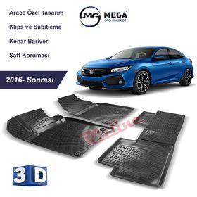 Honda Civic Fc5 2016-sonrası Siyah 3D Havuzlu Paspas