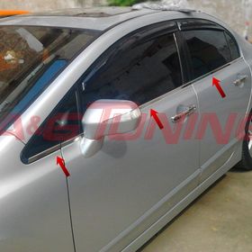 Honda Civic Tk 2006-2011 Paslanmaz Çelik 6 Parça Krom Cam Çıtası