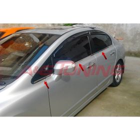 Honda Civic Tk 2006-2011 Paslanmaz Çelik 6 Parça Krom Cam Çıtası