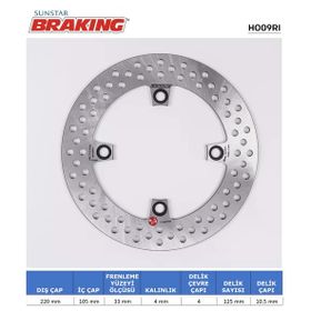 Honda CRF 250L Cbr 125 2017-2024 Yuvarlak Arka Fren Diski