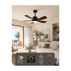 Hoogar German 105 cm 5 Kanatlı Black Brown Tavan Vantilatörü