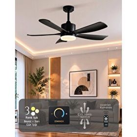 Hoogar German 105 cm 5 Kanatlı Black Tavan Vantilatörü