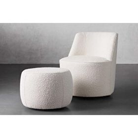 Hoom Concept Loft Teddy Beyaz Berjer ve Puf Seti