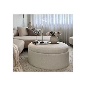 Hoom Concept Oslo Teddy Beyaz Sandıklı Puf