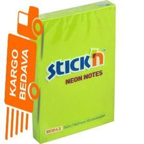 Hopax 21163 Neon Yeşil 100 Yaprak 76x51 mm Yapışkanlı Not Kağıdı