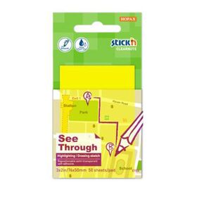 Hopax Yarı Saydam 50 YP 76x51 Neon Sarı Stıckn Yapışkanlı Not Kağıdı