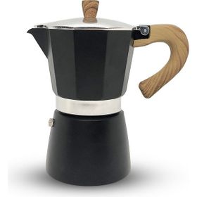Horecamark Kırmızı Renk Ahşap Kulp Aluminyum Moka Pot 6 Kupa