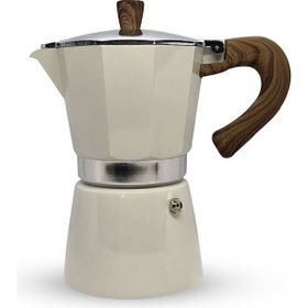 Horecamark Kırmızı Renk Ahşap Kulp Aluminyum Moka Pot 6 Kupa