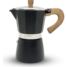 Horecamark Kırmızı Renk Ahşap Kulp Aluminyum Moka Pot 6 Kupa