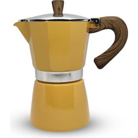 Horecamark Kırmızı Renk Ahşap Kulp Aluminyum Moka Pot 6 Kupa