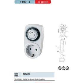 Horoz Electric Tımer-1 Mekanik Günlük Zamanlayıcı Priz