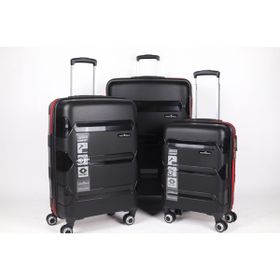 Hotowa Gold PP 8011 Siyah Kırmızı TSA Kilitli Üçlü Set Valiz
