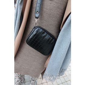 Housebags 219 Kadın Siyah Timsah Derisi Görünümlü Çapraz Çanta