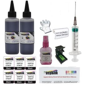 HP 1110 2130 2132 Siyah 2x100 ml Uyumlu Kartuş Mürekkep Dolum Seti
