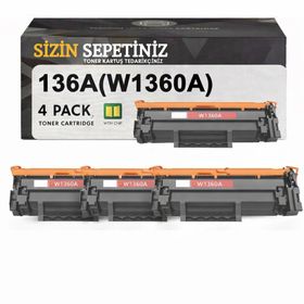 HP 136A W1360A Uyumlu 4 Adet Siyah Toner