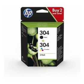 HP 304 3Jb05Ae Siyah 3 Renkli Orijinal Mürekkep Kartuşu 2'li Paket