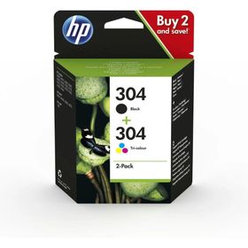 HP 304 3Jb05Ae Siyah 3 Renkli Orijinal Mürekkep Kartuşu 2'li Paket