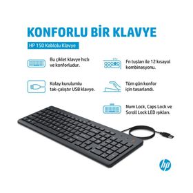 HP 664R5AA 150 Siyah Kablolu Klavye
