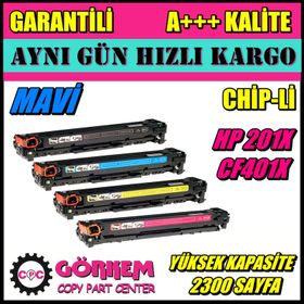 HP CF401X 201X Yüksek Kapasiteli Mavi Muadil Toner