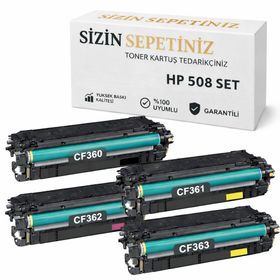 HP Color LaserJet Enterprise M553 CF360 4 Renk Muadil Toner Set