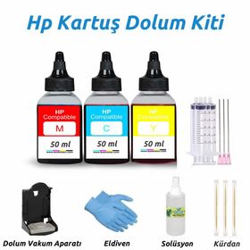 HP Deskjet 3940 Uyumlu Renkli Kartuş Dolum Seti