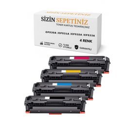 HP M180n M181fw Uyumlu 205A CF530A CF531A CF532A CF533A 4 Renk Siyah Sarı Kırmızı Mavi Muadil Toner Seti
