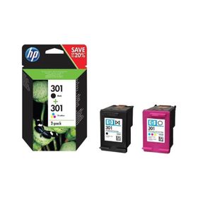 HP N9J72AE 301 Siyah Orijinal Renkli 2'li Kartuş Set