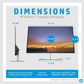 HP Pavilion Quantum Dot 5DQ99AA 27 inc HDMI+DisplayPort QHD FreeSync Monitör