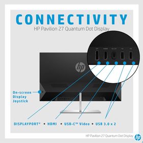 HP Pavilion Quantum Dot 5DQ99AA 27 inc HDMI+DisplayPort QHD FreeSync Monitör